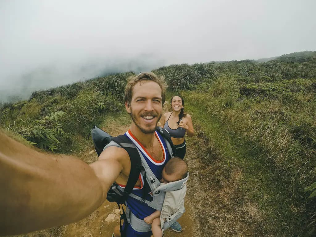 A family hiking together